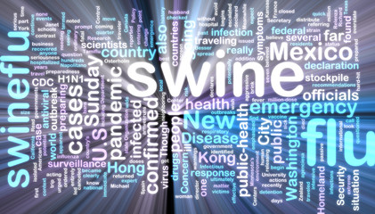Swine flu wordcloud glowing