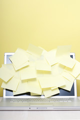 Laptop screen filled with notes