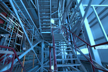Pipes, tubes, stairs and ladders at a power plant