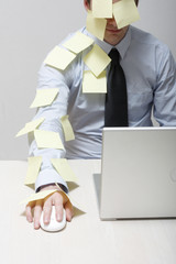Business man filled with notes