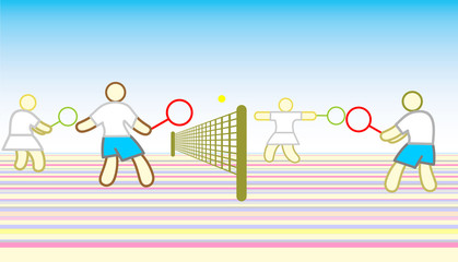 Pair tennis game.