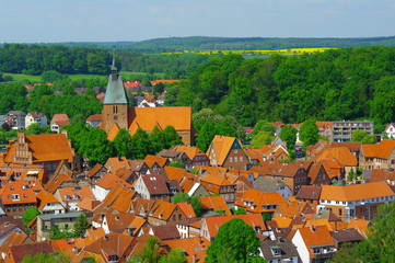 Fototapeta na wymiar Möllner Stadtkern von oben