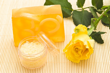 yellow soap and rose