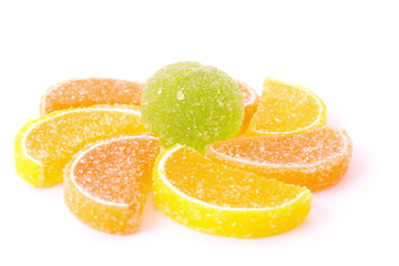 Fototapeta na wymiar Fruit jelly isolated on white