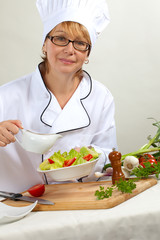 Chef Preparing salad