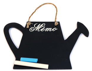 mémo avec craie, forme arrosoir