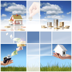 Invest in real estate. Business collage.