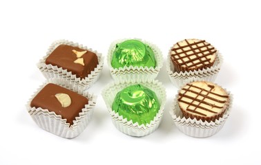 Assorted of dark, milk, and white chocolate pralines
