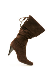 Brown boots isolated on the white background