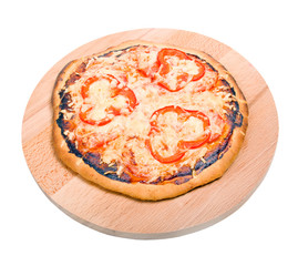 tomato pizza with pepper. Isolated on white background.