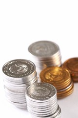 Silver and gold coins