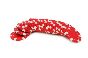 Stack of chips isolated on the white background