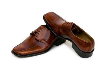 Brown shoes isolated on the white background