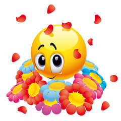 Obraz premium Attracted smiley ball with flowers