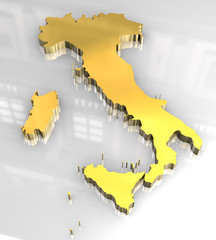 3d golden map of Italy
