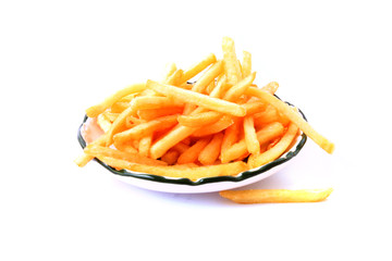 delicious french fries potatoes on white