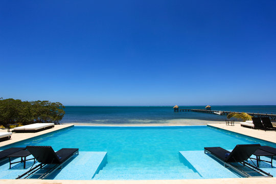 furniture in pool near of beach
