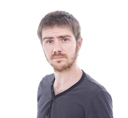 Obraz premium Young casual boy, posing isolated over white