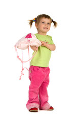 Cute little girl with pink knapsack