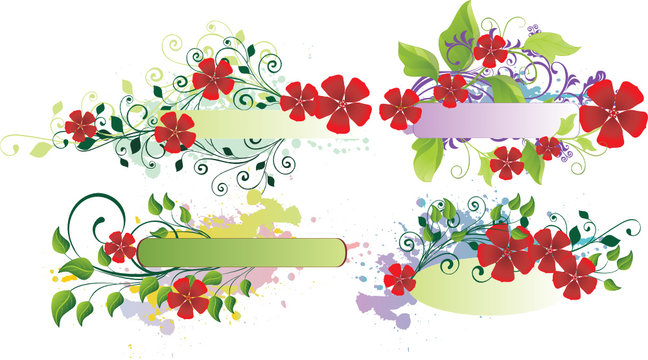 grunge floral banners