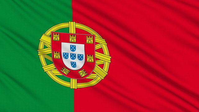 Portuguese flag, with real structure of a fabric