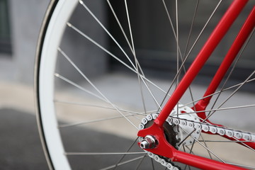 Detail of fixed-gear bike - obrazy, fototapety, plakaty