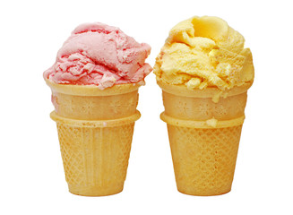 strawberry and vanilla ice creams