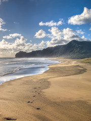 Scenic beach with nice clouds