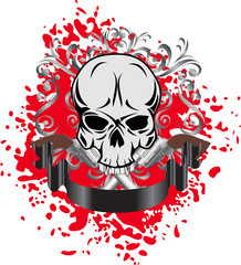 Skull with two revolvers