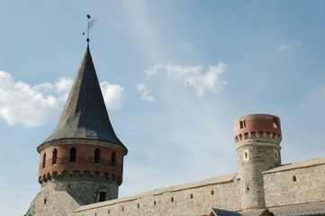 Fototapeta na wymiar Castle tower in Kamenets-Podilsky