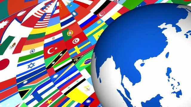 Globe Animation on background with flags