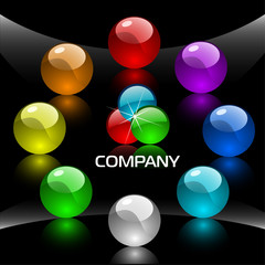 Navigation template with colorful buttons 