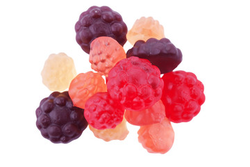 heap of jelly candy on white