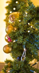 Christmas Tree with Gold Ornaments