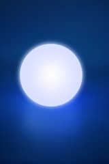 Abstract glowing light sphere over blue