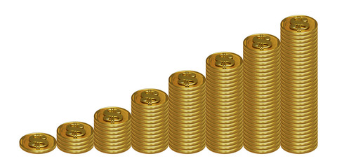 eight columns of golden dollar coins
