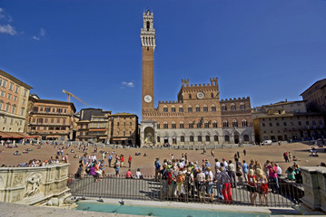 Siena, Piazza del Campo e Palazzo Pubblico 2 - obrazy, fototapety, plakaty