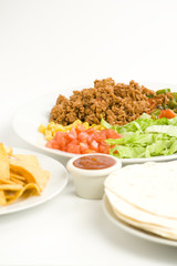 delicious fajitas beef lettuce tomato pepper corn