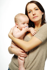 Mother with cute child.