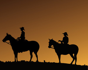 Two Cowboy's on two horses