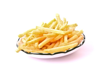 delicious french fries potatoes on white