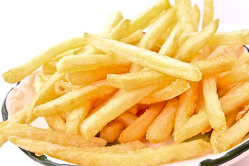 delicious french fries potatoes on white