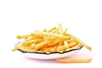 delicious french fries potatoes on white