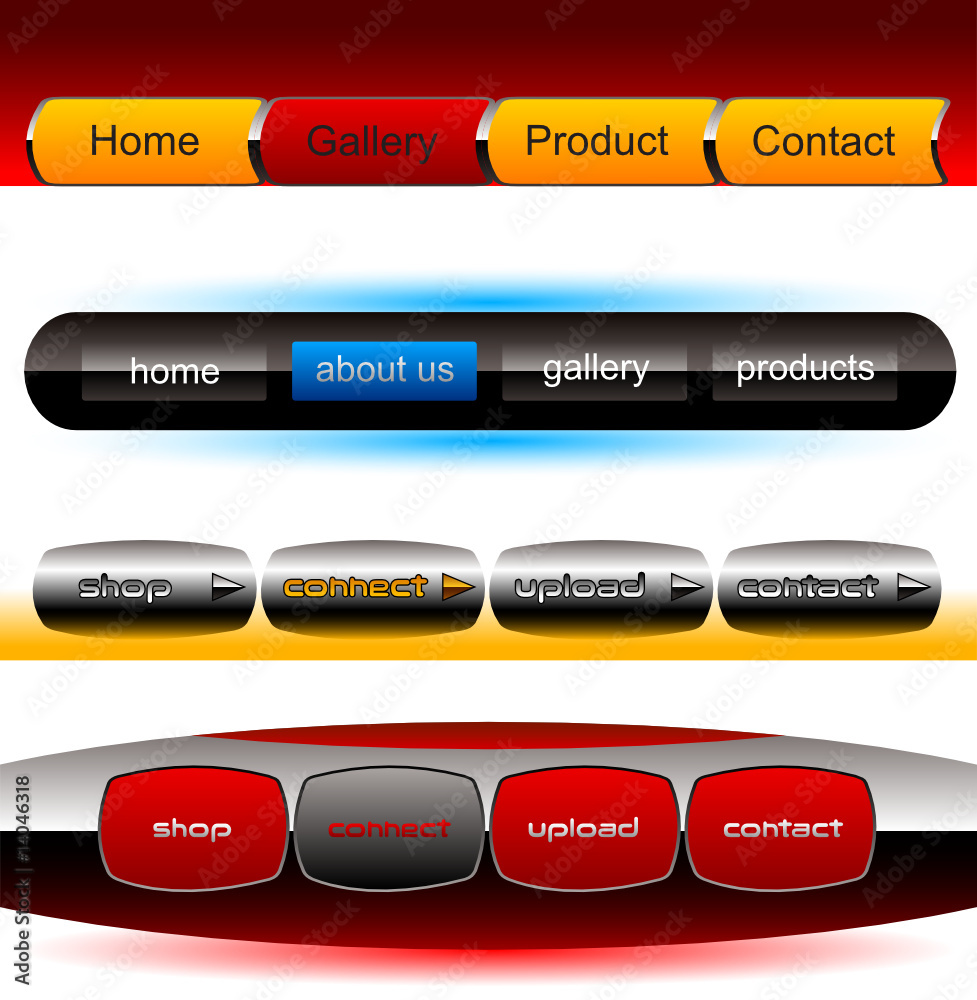 Wall mural editable website vector buttons