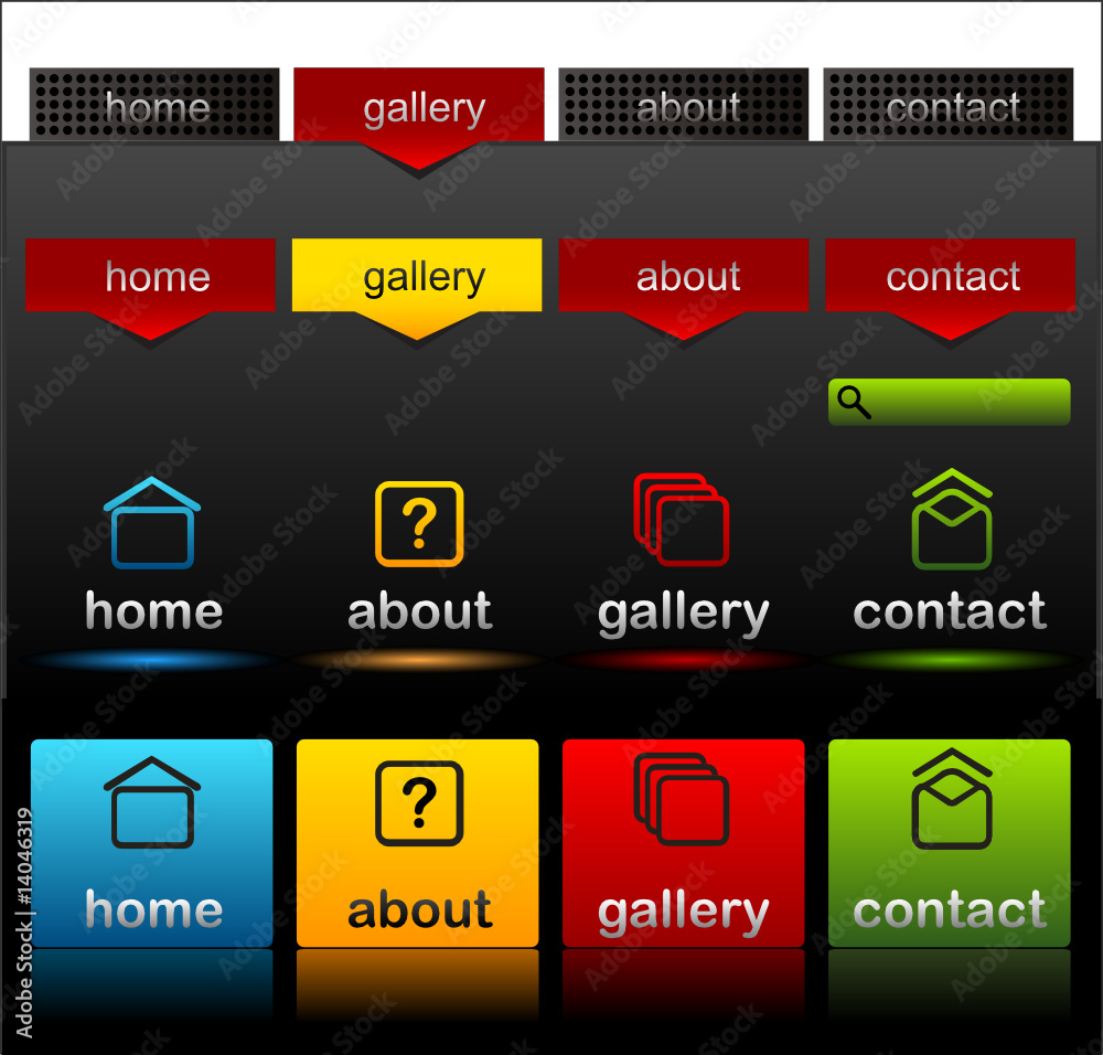 Wall mural editable website vector buttons