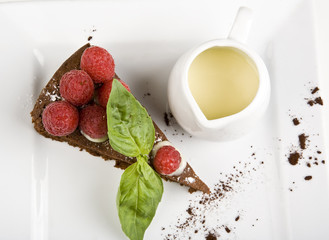 raspberry cheesecake with vanilla garnish