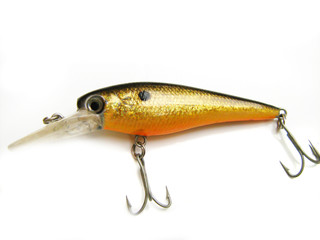 colorful fishing lures on a white background