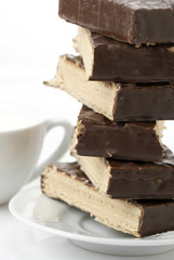 Chocolate wafer and milk