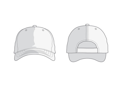 Fashion hats sketch. Headdress design for men. Baseball caps