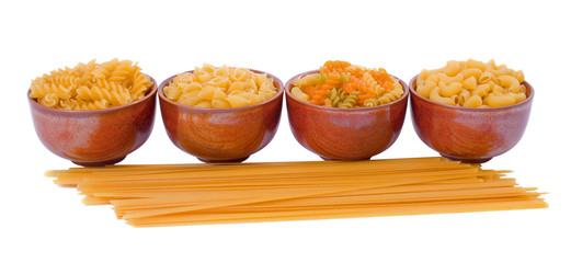 Selection of Pasta over white background